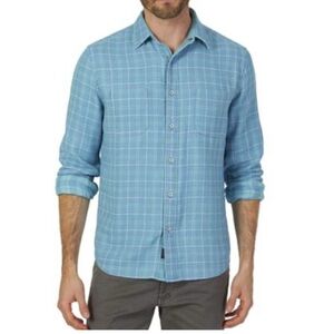 Men's Faherty Reversible Blue Plaid Shirt